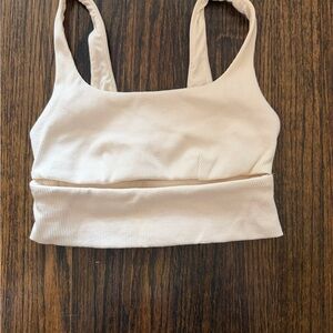 ALO Yoga Beige Ribbed split bra